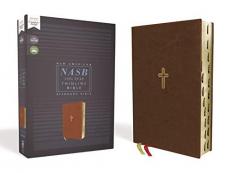 NASB Thinline Bible, Leathersoft, Red Letter Edition, 1995 Text, Thumb Indexed, Comfort Print [Brown] 