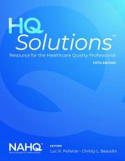 HQ Solutions: Resource for the Healthcare Quality Professional 5th